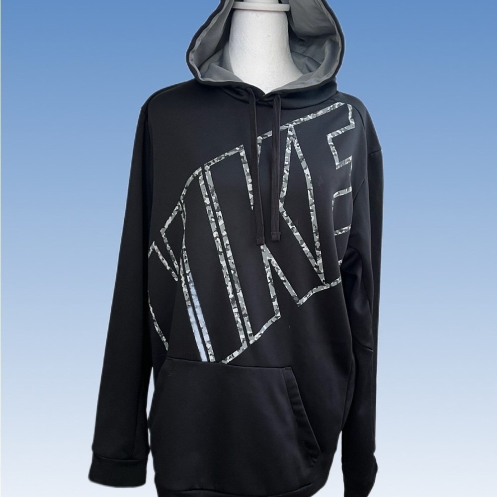 Nike Men's Black and Gray Hoodie Size L
